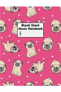 Blank Sheet Music Notebook: Easy Blank Staff Manuscript Book Large 8.5 X 11 Inches Musician Paper Wide 12 Staves Per Page for Piano, Flute, Violin, Guitar, Trumpet, Drums, Cell