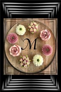 Initial M Notebook for Women and Girls, Pink Floral