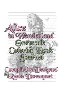 Alice in Wonderland Grayscale Coloring Book Journal