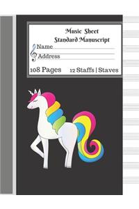 Music Sheet Standard Manuscript -108 Pages 12 Staffs - Staves