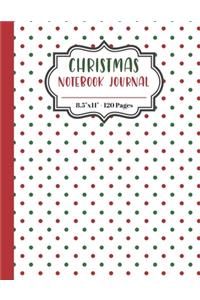 Christmas Notebook Journal: Ruled Journal Notebook Paper For Logging Your Christmas Memories. Red And Green Dots On White Pattern Cover.