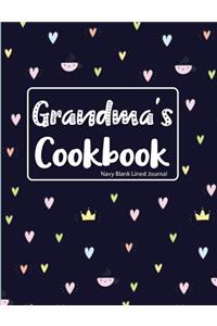 Grandma's Cookbook Navy Blank Lined Journal