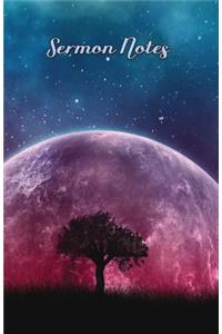 Sermon Notes: Beautiful Tree Moon & Stars Sermon Notes Notebook Journal 5.5x8.5 Softcover Paperback Notebook Vol. 01