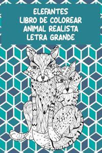 Libro de colorear - Letra grande - Animal realista - Elefantes
