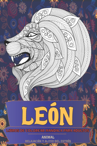 Libros de colorear Mandala para adultos - Relajación y alivio del estrés - Animal - León