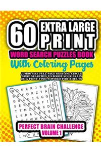 60 Extra Large Print Word Search Puzzles Book With Coloring Pages