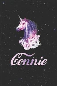 Connie: First Name Personalized Unicorn Customized Names Gift Birthday Girl Notebook Journal