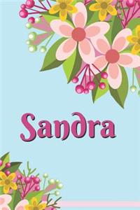 Sandra Personalized Blank Lined Journal Notebook