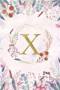 X - Monogrammed Floral Journal