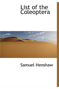 List of the Coleoptera