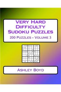 Very Hard Difficulty Sudoku Puzzles Volume 3