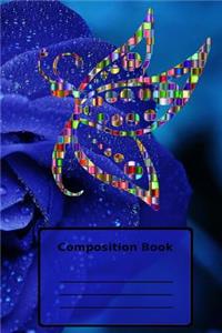 Blue Rose Mosaic Butterfly Composition Book - College Ruled