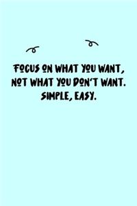 Focus on what you want, not what you don't want. Simple, easy. Journal