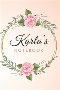 KARLA'S Customized Floral Notebook / Journal 6x9 Ruled Lined 120 Pages School Degree Student Graduation university