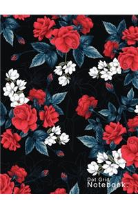 Dot grid black floral cover Notebook Large A4 (8.5