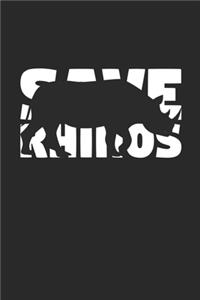 Save Rhinos Notebook - Rhinos Gift - Vintage Endangered Animal Journal - Extinction Animals Diary for Rhino Lovers