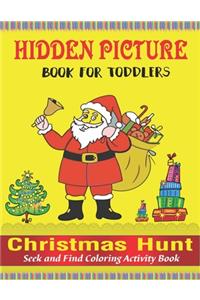 Hidden Picture Book for Toddlers, Christmas Hunt Seek And Find Coloring Activity Book