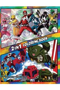 2 in 1 Coloring Book Power Rangers and Transformers