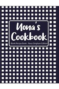 Nona's Cookbook Blank Recipe Book Navy Gingham Edition