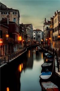 Street Lamps Lighting the Canal in Venice, Italy Journal