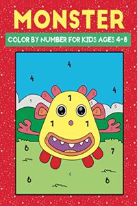 monster color by number for kids ages 4-8