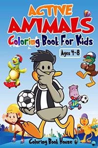 Active Animals Coloring Book