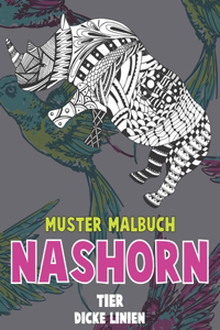 Muster Malbuch - Dicke Linien - Tier - Nashorn