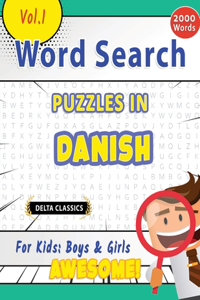 Word Search Puzzles in Danish for Kids