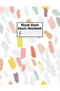 Blank Sheet Music Notebook: Easy Blank Staff Manuscript Book Large 8.5 X 11 Inches Musician Paper Wide 12 Staves Per Page for Piano, Flute, Violin, Guitar, Trumpet, Drums, Cell