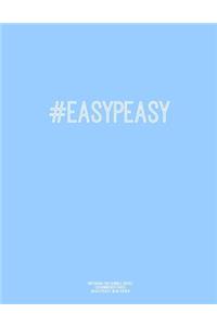Notebook for Cornell Notes, 120 Numbered Pages, #EASYPEASY, Blue Cover