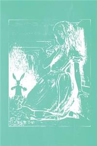 Alice in Wonderland Pastel Chalkboard Journal - Alice and The White Rabbit (Green)