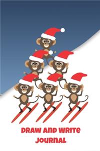 Cheerful Chimps Christmas Snow Skiing Draw and Write Journal
