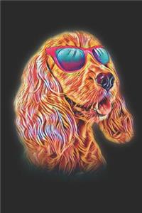 Cocker Spaniel: Neon Dog with Sunglasses Blank Lined Journal Notebook Diary