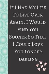 If I Had My Life to Live Over Again, I Would Find You Sooner So That I Could Love You Longer Darling