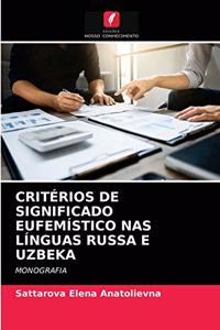 Critérios de Significado Eufemístico NAS Línguas Russa E Uzbeka