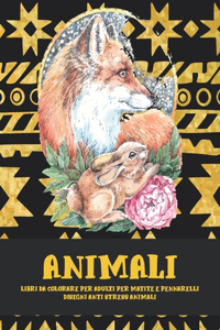 Libri da colorare per adulti per matite e pennarelli - Disegni Anti stress Animali - Animali