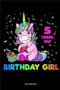 5 Years Old Birthday Girl Notebook
