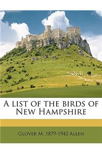 A List of the Birds of New Hampshire