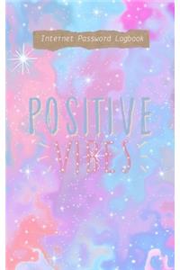 Postitive Vibes Space Colorful Internet Password Logbook