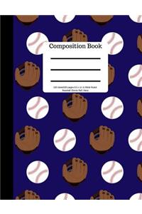 Composition Book 100 Sheet/200 Pages 8.5 X 11 In.Wide Ruled Baseball Navy Gloves