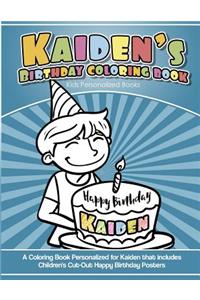 Kaiden's Birthday Coloring Book Kids Personalized Books