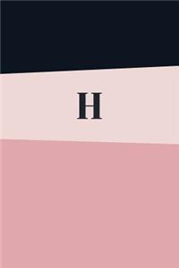Monogram Initial H Notebook: Pink Geometric, Wide Ruled Notebook for Women, 120 Pages, 6x9