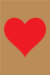 100 Page Blank Notebook - Red Heart on Tan
