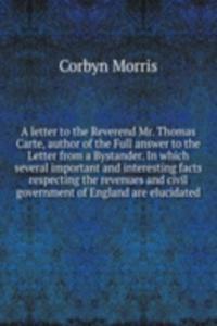 A LETTER TO THE REVEREND MR. THOMAS CAR