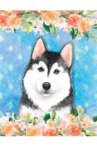 Big Fat Bullet Style Journal Husky Dog In Flowers