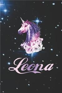 Leona: First Name Personalized Unicorn Customized Names Gift Birthday Girl Notebook Journal