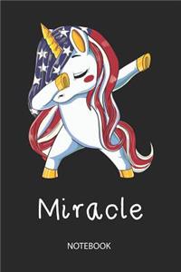 Miracle - Notebook: Blank Lined Personalized & Customized Name Patriotic USA Flag Hair Dabbing Unicorn School Notebook / Journal for Girls & Women. Funny Unicorn Desk A