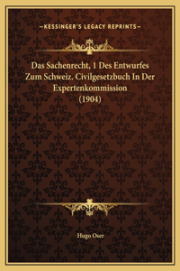 Das Sachenrecht, 1 Des Entwurfes Zum Schweiz. Civilgesetzbuch In Der Expertenkommission (1904)