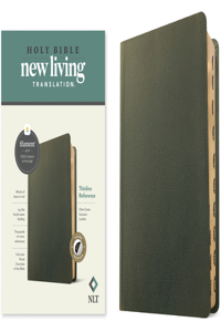 NLT Thinline Reference Bible, Filament-Enabled Edition (Genuine Leather, Olive Green, Indexed, Red Letter)