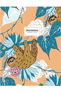 Dotted Journal Sloth Notebook: Turquoise and Peach Soft Cover (Cute Journal)